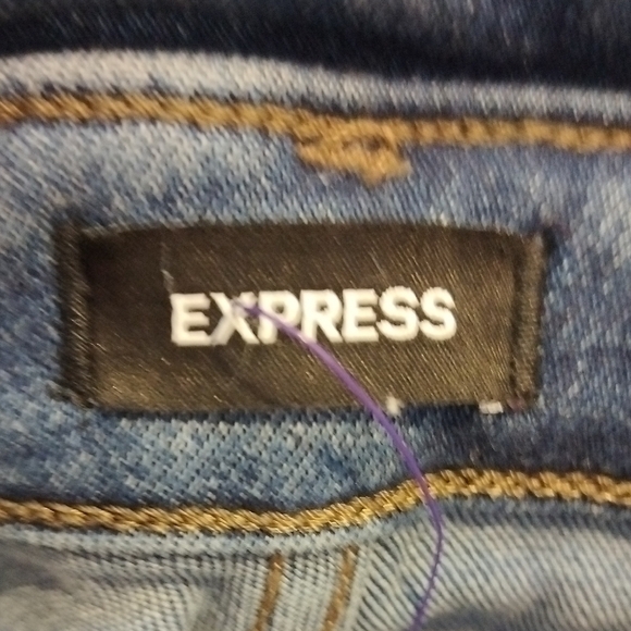 Express Blue High Waist Skinny Jeans Tapered Fit - Picture 2 of 4